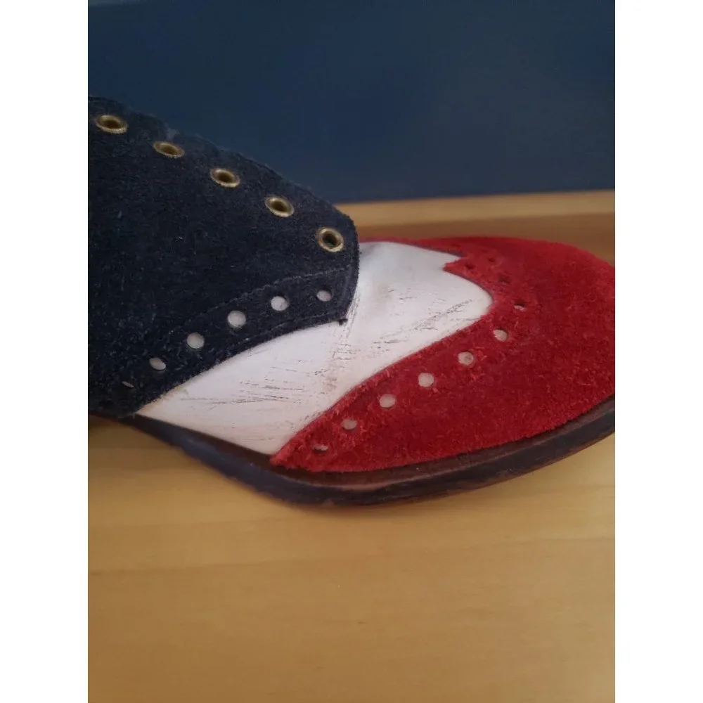60s/70s Red, White, and Blue Suede Shoes - Picture 10 of 12